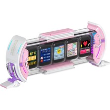 Divoom Times Gate 5 Ekranlı Rgb Işıklı Akıllı Dijital Saat Youtuber ve Oyuncu Dekor Resim Çerçevesi Pembe