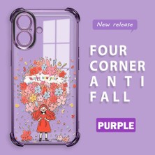 Ucuc iPhone 16 Uyumlu Şeffaf Dört Köşe Kaplama Parlak Kenar Silikon Kılıf