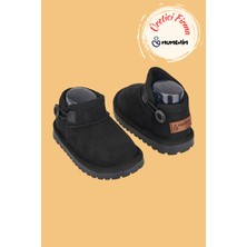 Mumenim Unisex Çocuk Bebek Botu Ortopedik Kaymaz Taban Içi Kürklü Süet Kışlık Kar Botu Siyah