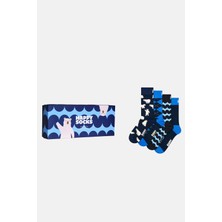 Happy Socks - Çok Renkli Kış Desenli 4\'lü Pamuklu Çorap Seti