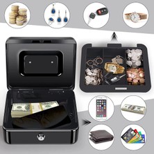 Moonshop Büyük Boy 2 Anahtarlı Bozuk Para Kasası Çekmece Kasası Ziynet Eşya Kasası Çift Katlı Gizli Bölmeli.