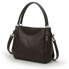 Cappadocia Vintage 3232 New Phaselis Kadın Tozlu Dumanlı Kahverengi Suni Deri Omuz El Günlük Tote Cepli Çapraz Çanta