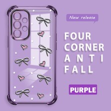 Ucuc Samsung Galaxy A52/A52S Uyumlu Şeffaf Dört Köşe Kaplama Parlak Kenar Silikon Kılıf