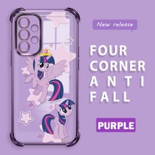 Ucuc Samsung Galaxy A52/A52S Uyumlu Şeffaf Dört Köşe Kaplama Parlak Kenar Silikon Kılıf