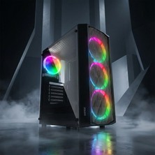 Everest BUMPY 4*12cm RGB Fan 600W APFC Tempered Camlı ATX Mid-T Gaming Oyuncu Kasası