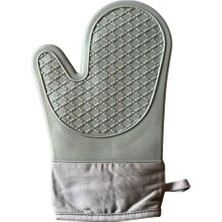 Ezmk Ev Gereçleri Fırın Eldiveni, Gri Renk, 27 Cm, Dış Kaplama Silikon, Içi Pamuklu, 1 Adet