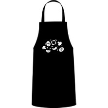 Tasarım Trend Sebze Tasarım Özel Baskılı Chef Mutfak Önlüğü Siyah