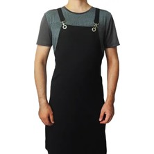 Çapraz Bağlamalı Cepsiz Siyah "cross - Back" Mutfak Restaurant Şef Önlüğü