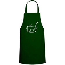 Tasarım Trend Coffee & Kelebek Tasarım Özel Baskılı Chef Mutfak Önlüğü Avcı Yeşili