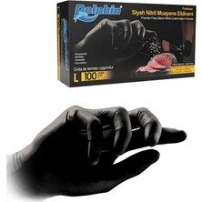 Belirtilmemiş Dolphin Siyah Çok Amaçlı Nitril Muayene Eldiveni L Beden 100 Adet - Mdr