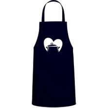 Tasarım Trend Kalp Içi Tencere Tasarım Özel Baskılı Chef Mutfak Önlüğü Lacivert