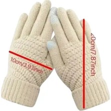 Sosyetezgahı Krem Unisex Dokunmatik Kışlık Esnek Eldiven