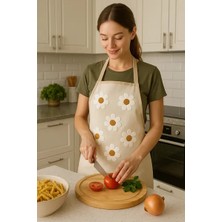 Aydev Home Collection Papatya Desenli Punch Panç Nakışlı Mutfak Önlüğü 50 x 70 cm