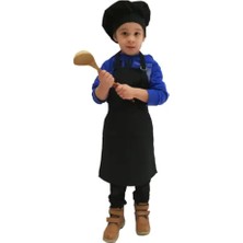 Mezuniyetshop Çocuk Mutfak Önlüğü Şapkalı Siyah