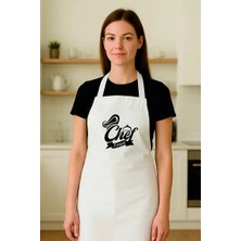 Afmat Atölye Kişiye Özel “chef Ayşegül” Yazılı Şık Beyaz Şef Mutfak Önlüğü