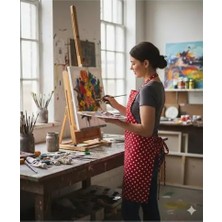 Home Kırmızı Puantiyeli Cepli Mutfak Önlüğü Kırmızı Chef Önlüğü 55CMX70CM