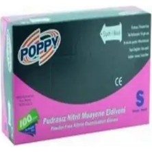 Poppy Siyah Nitril Eldiven S Beden 100 Adet