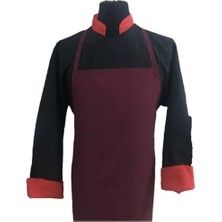 Adalılar İş Elbiseleri Boyudan Askılı Aşçı Mutfak Restorant Garson Yemekhane Önlüğü (Bordo)