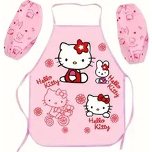 Babun Hello Kitty Kız Çocuk Kolluklu Su Geçirmez Boyama Mutfak Yemek Yapma Bulaşık Yıkama Önlüğü