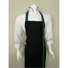 Adalılar İş Elbiseleri Boyudan Askılı Aşçı-Mutfak-Restorant-Garson Önlüğü (Yeşil Bantlı)