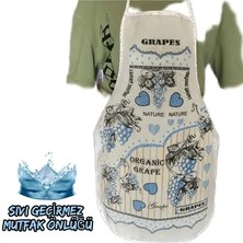 Özpak Mavi Kalp Desenli Önlük Sıvı Geçirmez Dijital Baskı Mutfak Önlüğü