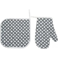 Menderes Home Cotton Collection Döşemelik Tutacak+Eldiven Mist Gri