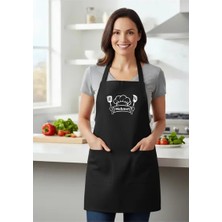 Yeşil Baskı Merkezi Chef Baskılı 2 Cepli Boydan Askılı Belden Bağlamalı Mutfak Önlüğü