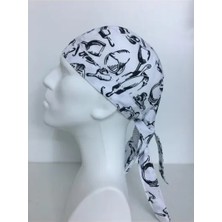 Adalılar İş Elbiseleri Aşçı Kep Şapka Bandana (Beyaz Mutfak Desenli)