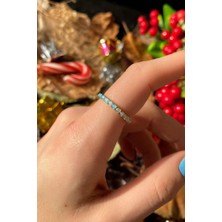 Spossy Silver Jewelry Opal Taşlı Tam Tur Yüzük
