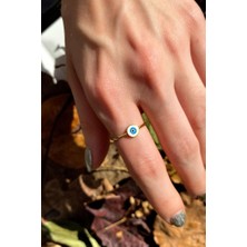 Spossy Silver Jewelry Minimal Yuvarlak Nazar Göz Yüzük