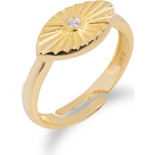 Spossy Silver Jewelry Ortası Taşlı  Göz Yüzük