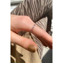 Spossy Silver Jewelry Mix Renkli Mineli Tam Tur Taşlı Ince Yüzük