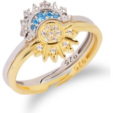 Spossy Silver Jewelry Ay ve Güneş Yüzük