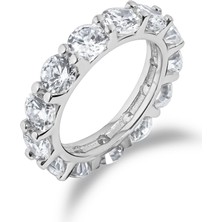 Spossy Silver Jewelry Yuvarlak Taşlı Tam Tur Yüzük