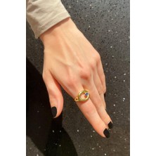 Spossy Silver Jewelry Tek Taş Detaylı Yuvarlak Yüzük