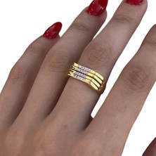 Spossy Silver Jewelry 4 Sıralı Çizgi Yüzük