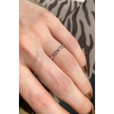 Spossy Silver Jewelry Kırmızı Mineli Taşlı Tam Tur Ince Yüzük