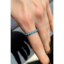 Spossy Silver Jewelry Mavi Mineli Tam Tur Yüzük