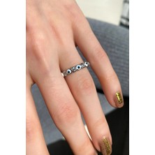 Spossy Silver Jewelry Beyaz Mineli Tam Tur Taşlı Yüzük