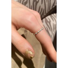 Spossy Silver Jewelry Turkuaz Mineli Taşlı Tam Tur Ince Yüzük