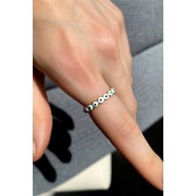 Spossy Silver Jewelry Beyaz Mineli Tam Tur Yüzük