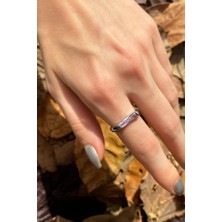 Spossy Silver Jewelry Dikdörtgen Baget Taşlı Yüzük