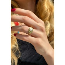 Spossy Silver Jewelry Kare Baget Taşlı Yüzük