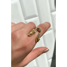 Spossy Silver Jewelry Dalgalı Asimetrik Yüzük