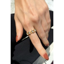 Spossy Silver Jewelry Dörtgen Taşlı Tasarım Yüzük