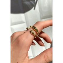 Spossy Silver Jewelry Çift Sıralı Asimetrik Tasarım Yüzük