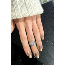 Spossy Silver Jewelry Oval Taşlı Eklem/serçe Parmak Yüzüğü