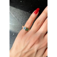 Spossy Silver Jewelry Renkli Kare Baget Taşlı Serçe Parmak/eklem Yüzük