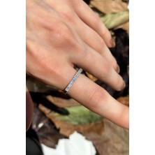 Spossy Silver Jewelry Ince Zarif Çizgi Yüzük