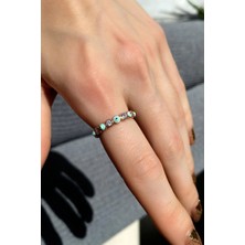 Spossy Silver Jewelry Turkuaz Mineli Tam Tur Taşlı Yüzük